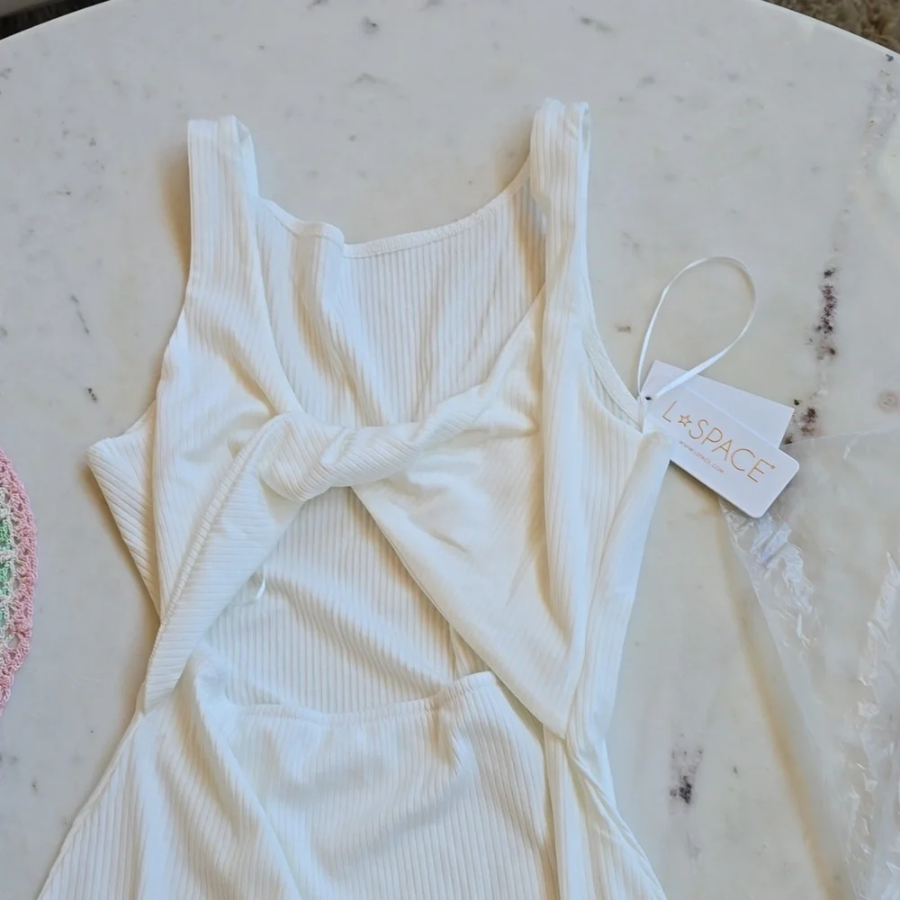 NWT L'Space Nico cut-out midi dress in cream size medium - Picture 12 of 14